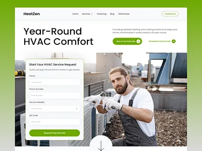 HVAC Landing Page That Converts 🔧🔥 booking form contractor website conversion design electrician figma home service hvac ideapeel landing page lead generation local business website plumber service website template ui web design webflow