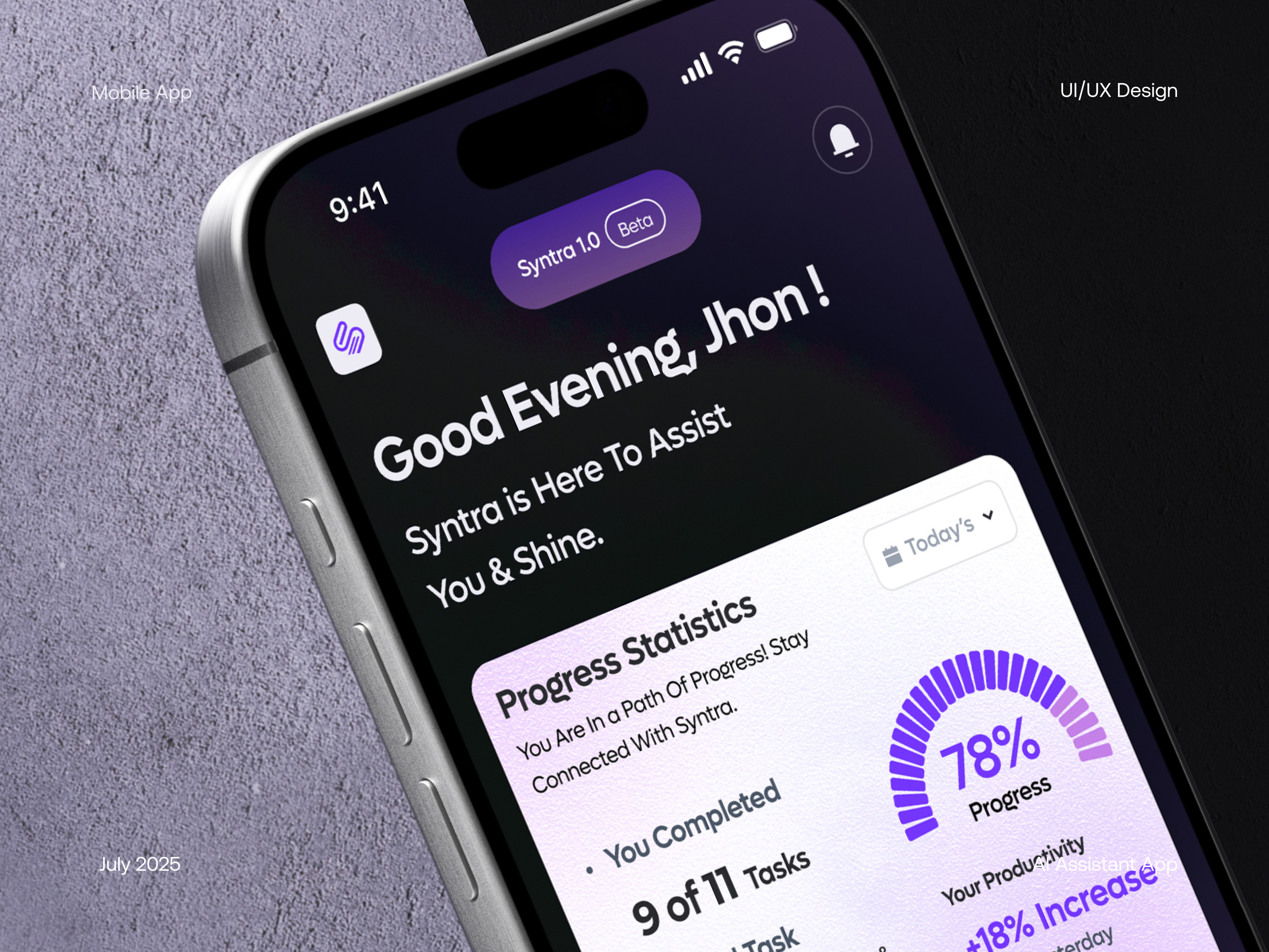 Syntra | AI Powered Assistant Mobile App UI Design ai ai assistant ai assistant app app design artificial intelligence chatbot daily planner figma mobile app mobile app ui ui ui design ui ux uiux ux virtual assistant