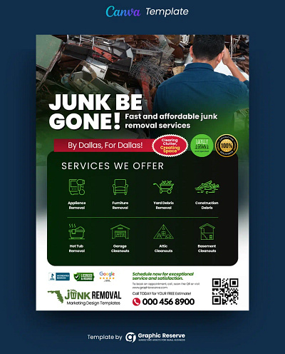 Junk Removal Flyer Canva Template – Get Noticed & Book More Jobs canva template flyer flyer design flyer template junk removal junk removal flyer junk removal flyer template