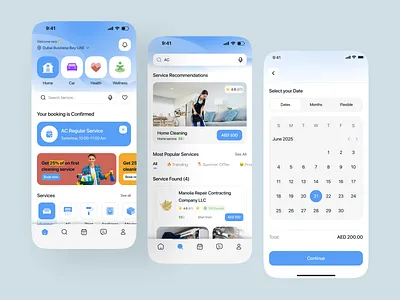 Service Mobile App UI Design ac repair all service on app cleaning cleaning services design system home repair home service ios app on demand app paint repair repairing services service service app ui ui ux