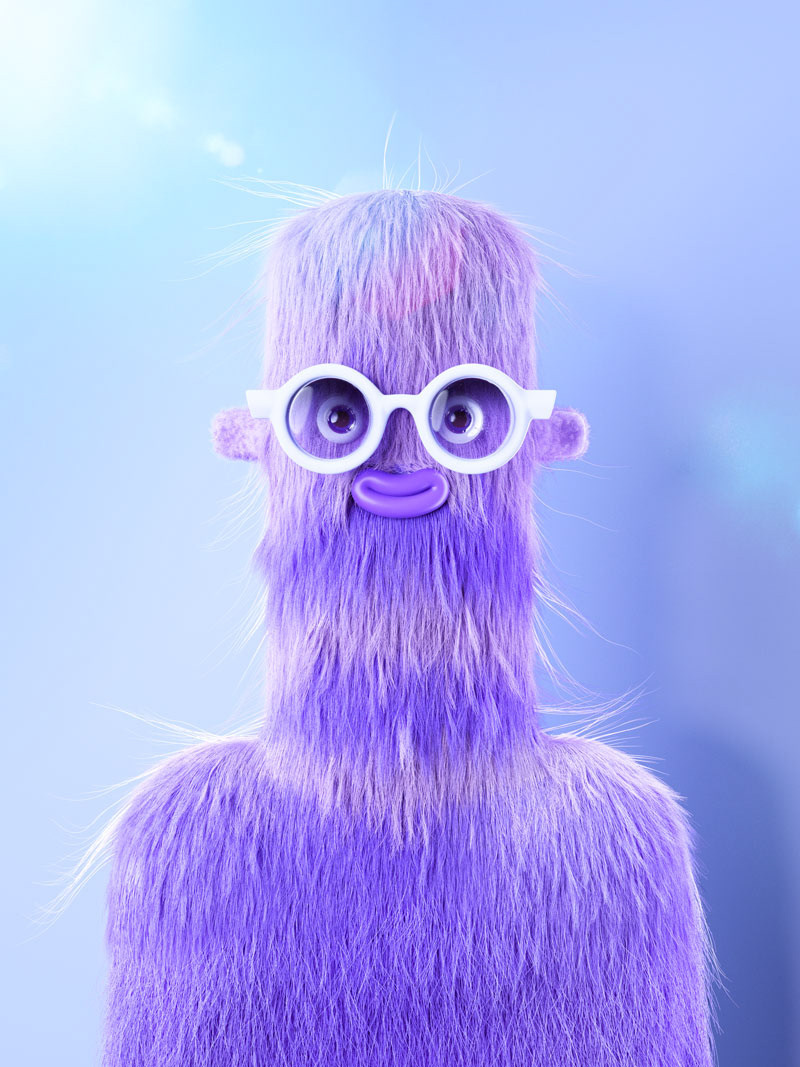 Hairy 3d cgi character design foreal illustration