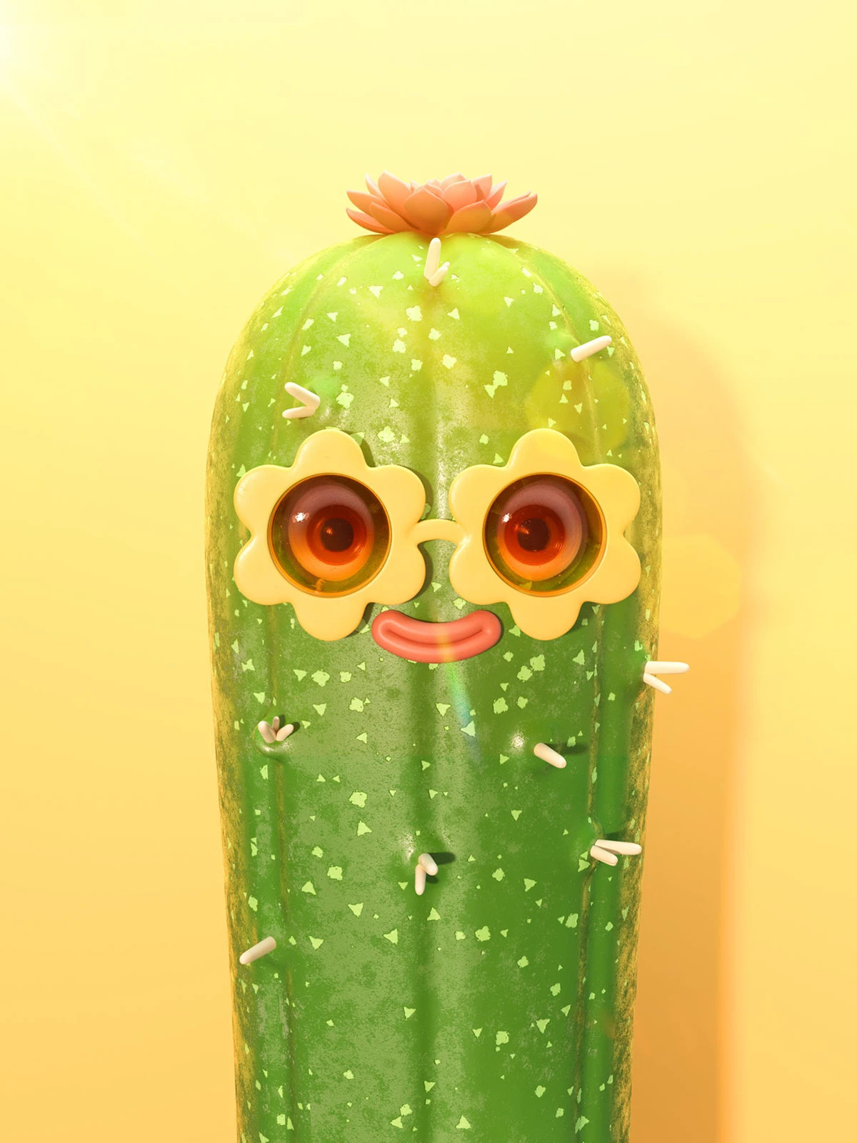 Cactus 3d cgi character design foreal illustration