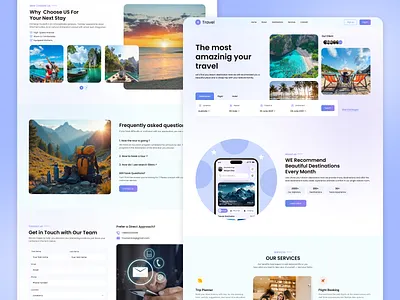 Travel Planning & Exploration Landing Page adventureready bookingdesign clean ui creativedesign designinspiration dreamtripui exploretheworld holidayplanner journeyplanner moderndesign planyourtrip productdesign travel landing page travel ui travelplatform tripfinder tripplanner uiux design web design webinterface