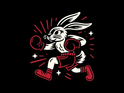 Hop & Hustle boxing branding bunny illustration logo rabbit