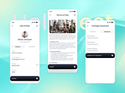 Community Help App: Edit profile, Change Password, Terms of Use accessibilitymatters accountsecurity appsettings cleanui communityapp interactiondesign localhelp minimalui mobileappdesign passwordchange profiledesign securedesign termsofuse trustdesign uiinspiration usercentereddesign userinterfacedesign usersettings uxflow uxresearch