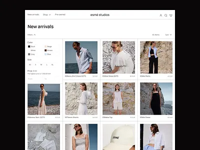 Redesign concept for esme studios design e commerce redesigh redesignconcept ui user experience user interface ux webdesign websitedesign