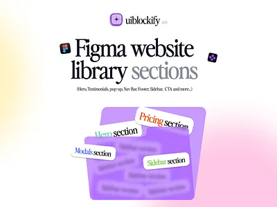 Figma website library sections catalog components cta dashboard figma hero modals pricing sections sections design sidebar testimonials ui uiblockify website