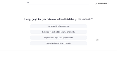 Career Test - Quick Interaction Flow anbean kampüs career exploration career result career test design figma micro interaction product design ui ui animation ui design ux ux flow web design
