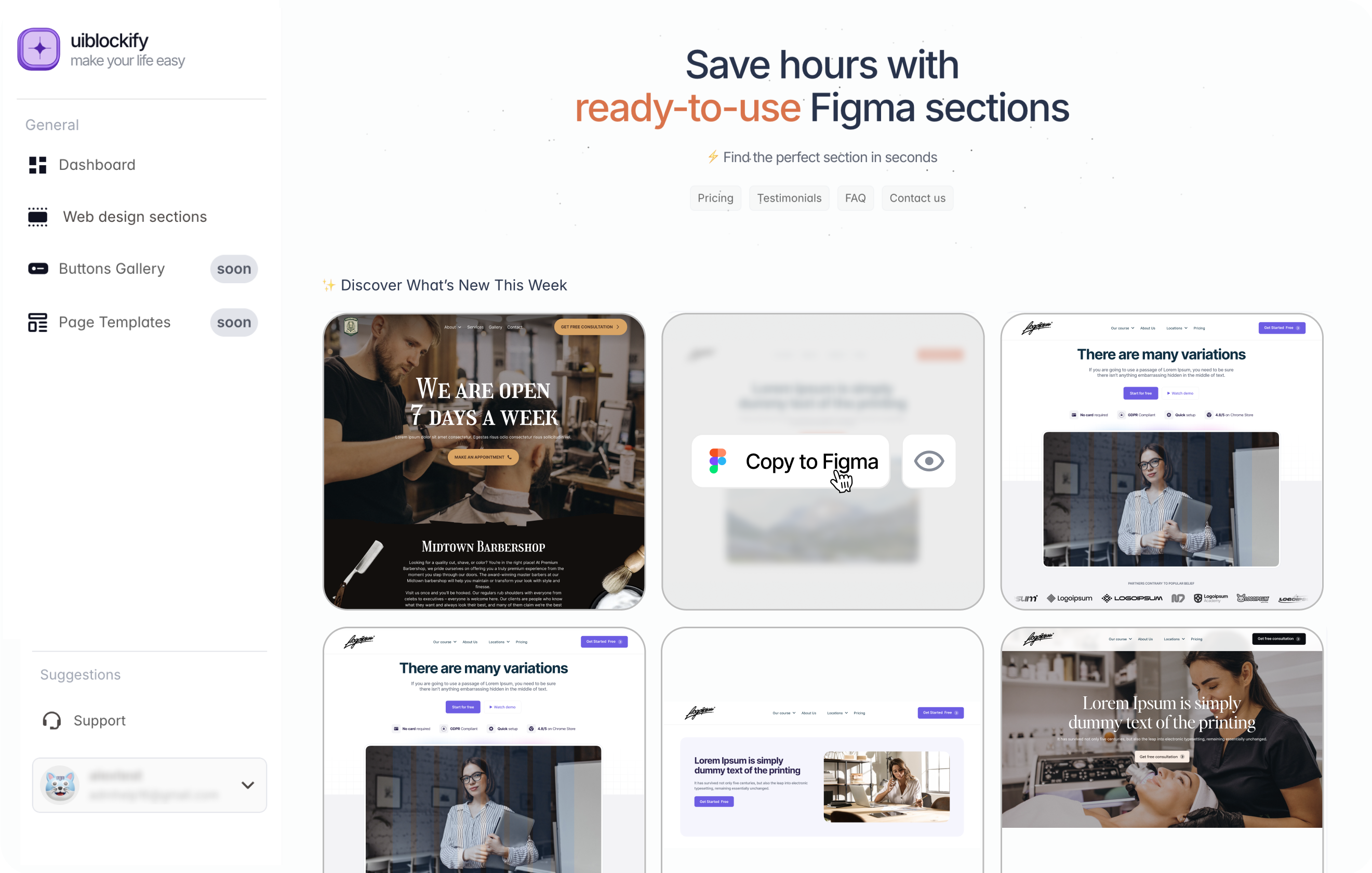 Dashboard web design figma sections uiblockify.co components copy dashboard figma footer framer gallery graphic design header hero illustration layers library pricing uiblockify