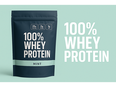 100% Whey Protein Branding and Packaging Design logo minimalist supplement branding