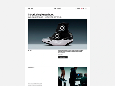 Hyperice Hyperboot Product Launch Page design e commerce landing page landing page design product product showcase sneakers sportswear ui ui design user experience ux ux design uxui web design web pages website design