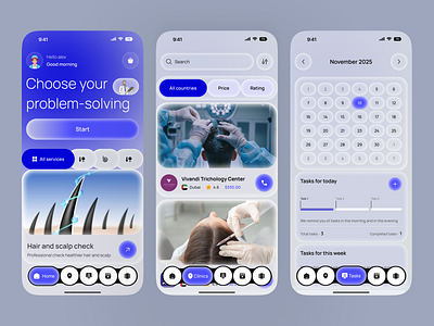 AI Hair & Skin Health Mobile App ai ai app app app design beautyapp design healthcare mobile mobile app mobile app design product design skin care skin health skin scan skin treatment