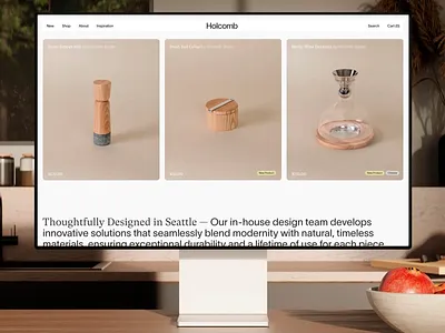 Holcomb — Thoughtfully Designed E-commerce Experience design e commerce home page landing page minimalist modern product showcase produvt typo typography ui ui design ux ux design web design web page website