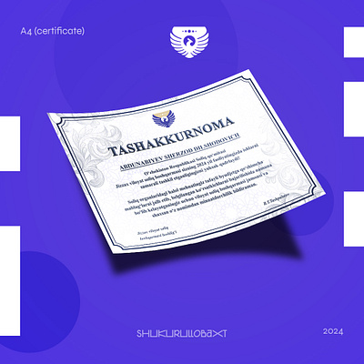 certificate Design (A4) | Soliq UZ branding certificate design flyer graphic design print