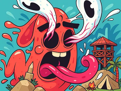 "Camp Chaos: Screaming for S’mores!" 3d animation brand branding camping cardboard crazy design direction funny graphic design illustration logo monster motion graphics ui vibrant