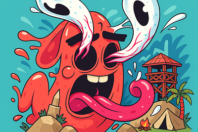 "Camp Chaos: Screaming for S’mores!" 3d animation brand branding camping cardboard crazy design direction funny graphic design illustration logo monster motion graphics ui vibrant