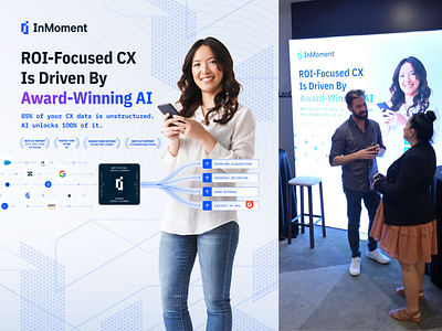 Project: CX Leaders Forum Signage – InMoment (Australia) ai design b2b design booth design brand design branding corporate event design customer experience cx design data visualization design event branding event signage graphic design information design lit signage marketing design product storytelling tech marketing ui visual hierarchy