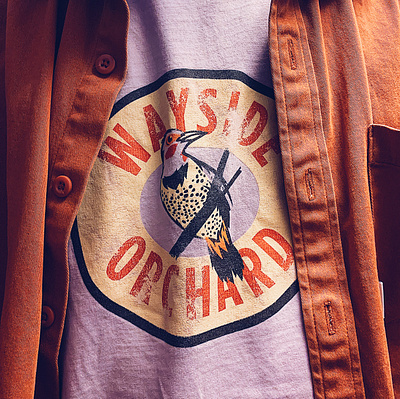 Wayside Orchard badge bee bird branding design farm farming flicker hobby honey land maple michigan orchard packaging syrup tshirt wayside