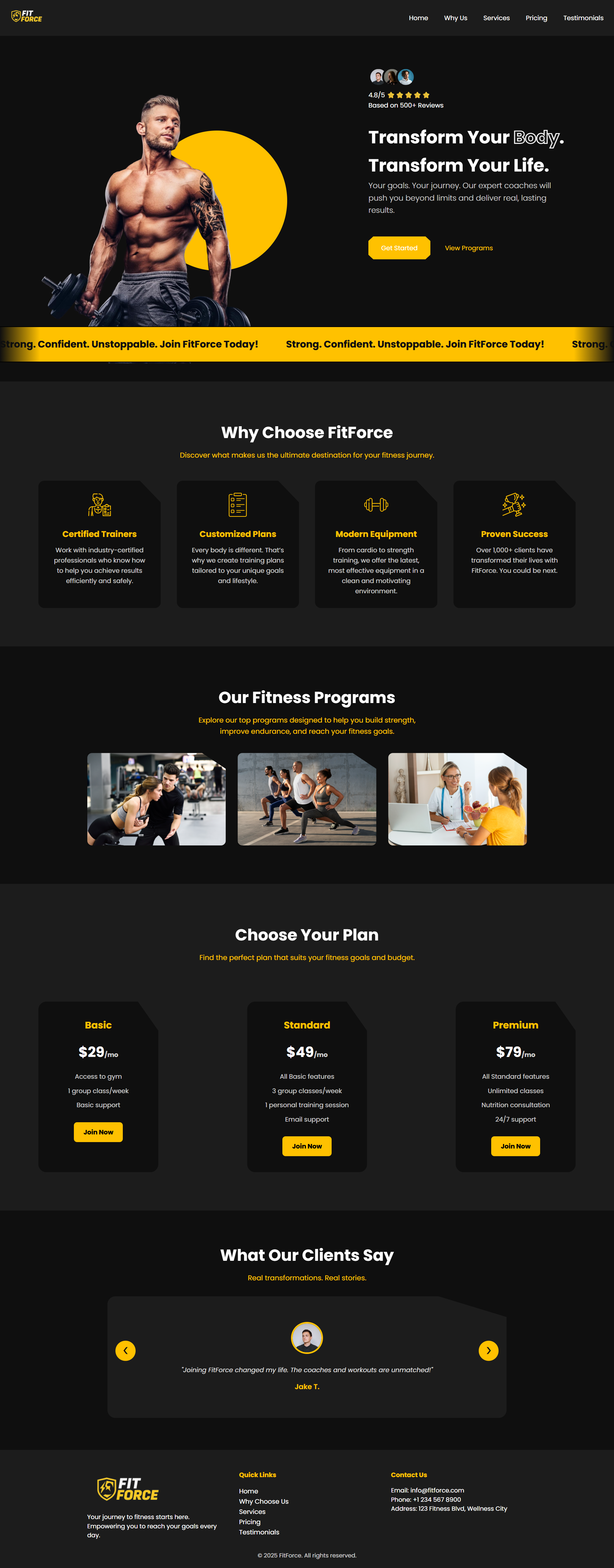 FitForce | HTML, CSS, Javascript Web Design css css animations html javascript ui ui design