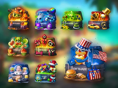 GIFTLOOT - Case illustrations betting box case case illustrations case opening case skins casino cs2 gambling game illustration gaming giftloot lootbox mystical box open case telegram telegram cases telegram game telegram gifts tg gift