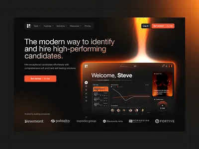 Modern Web Experience for a Hiring Tool dark dashboard glide glide design glow hero hiring homepage landing page light modern product design recruitment saas tresting ui ux web webdesign website