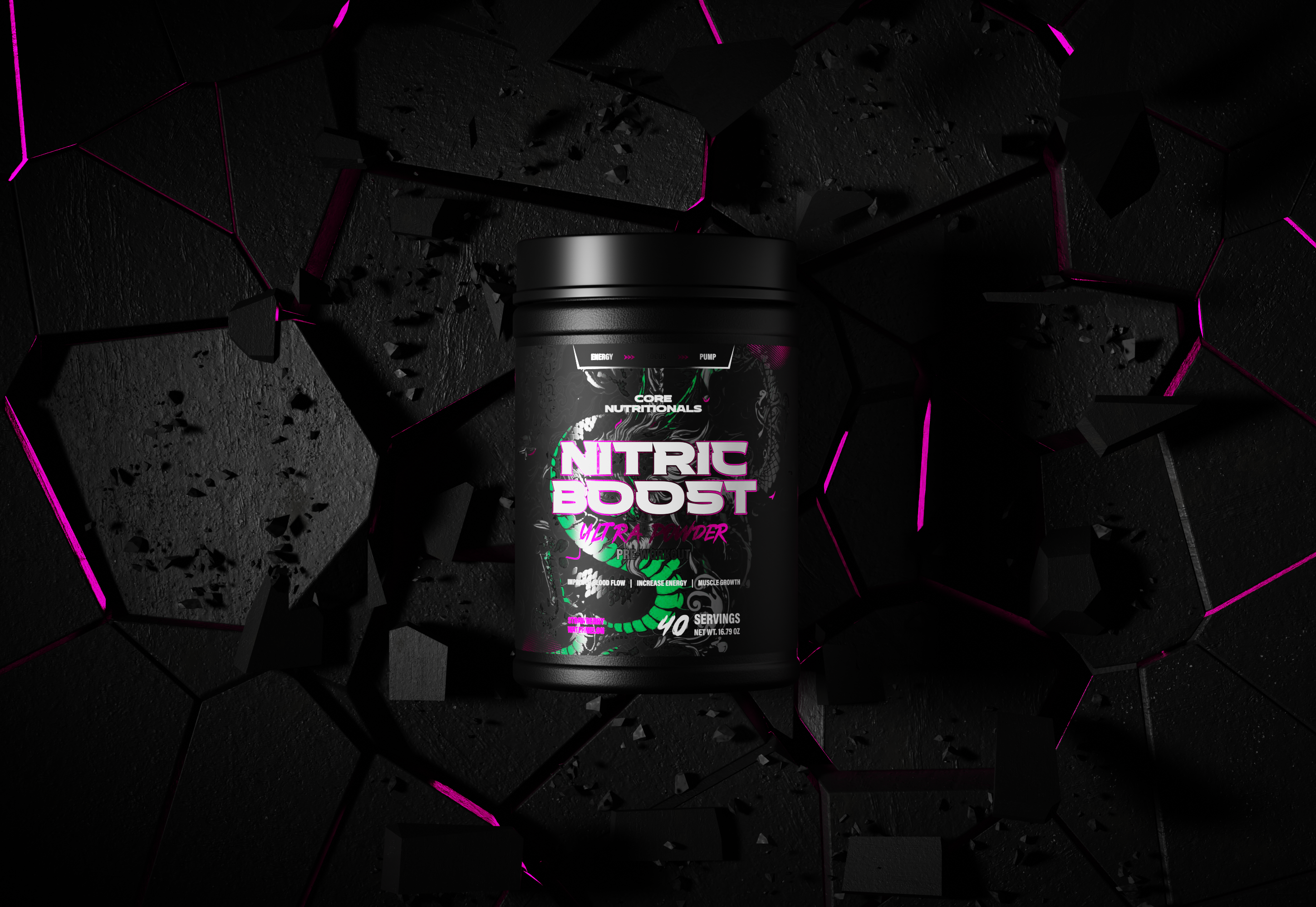 Example of Premium Supplement Label | 3D Rendering