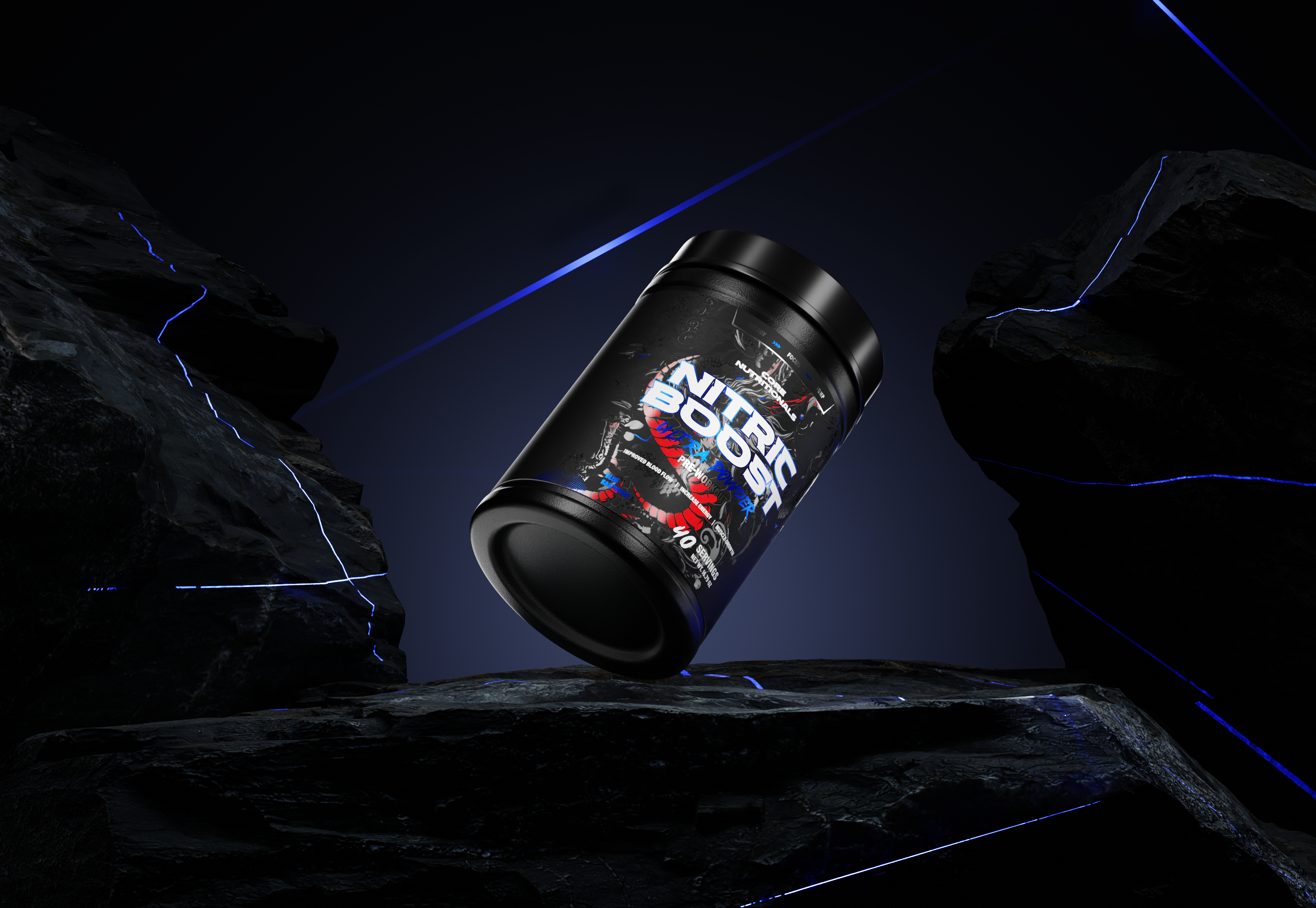 Example of Premium Supplement Label | 3D Rendering