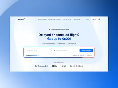 ✈️ Hero section explorations for AirHelp airhelp airplane airport arival blue check claims compensation departure figma flight fligts hero herosection homepage minimalui travel travelux ui ux