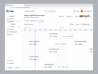 Sage HR Admin Web App_Project Timeline askmanagementui componentdesign dark designsystem enterprisedesign hrtechdesign productivity projectmanagementui saasdesign saasui sage startup uicomponents uikit uiuxdesign uxcomponents webappdesign