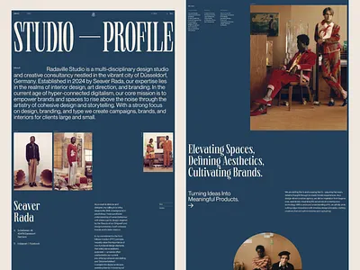 Studio Profile Web Design brand showcase content focus creative website design narrative digital portfolio editorial layout interactive concept minimal interface modern design refined details studio profile typography ui concept ui design user journey ux design visual storytelling web design web interface