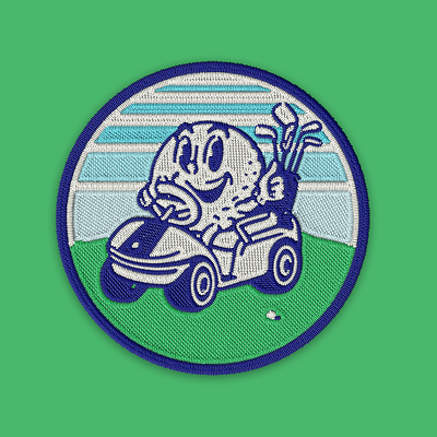 Happy Golfer Patch badge beta bright character circular embroidery friendly golf golf ball mascot patch photoshop rubber hose arm
