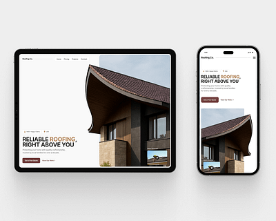 Hero Section for a Roofing Company Website clean design cleanui constructionwebsite design figma framer freelancedesigner hero section landing page landingpagedesign minimal design roofing roofingdesign typography ui uiuxdesign ux web design webflow websiteinspiration