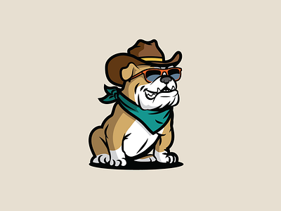 Cowboy Bulldog bandana bulldog canine cool country cowboy cowboy hat dog mascot mascot design pet rodeo rural sunglasses western