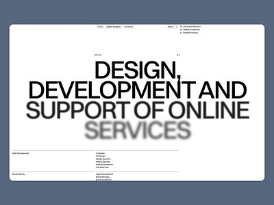 Digital Services Landing Page clean structure content focus creative blur design system digital portfolio digital services headline design landing page layout system modern layout portfolio website responsive interface service design sharp hierarchy typography ui design ux design ux strategy visual identity web agency