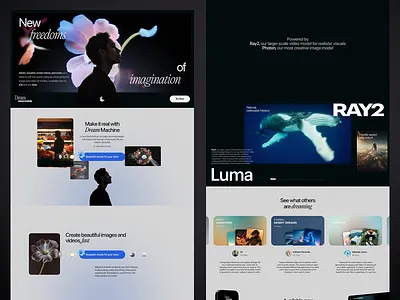 AI Visual Storytelling Landing Page ai interface ai visual creative visuals design system elegant typography future interface hero section immersive layout interactive layout landing concept landing page modern ui motion visuals product launch storytelling storytelling design ui design ux design visual identity web showcase