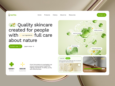 Nutra Hero UI biotech website design startup therapeutics website ui ui design ux webdesign