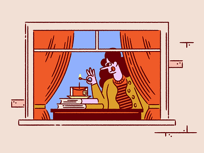 Make your rental feel like home apartment books candle character design curtains home illustration interior design line art window