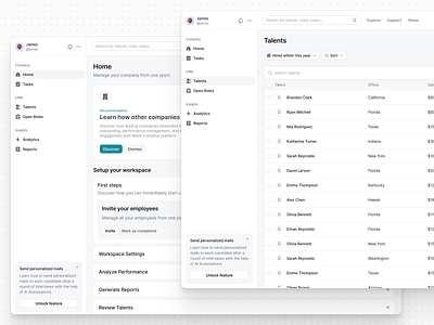 HR Platform dashboard design system hr interface minimal platform table ui