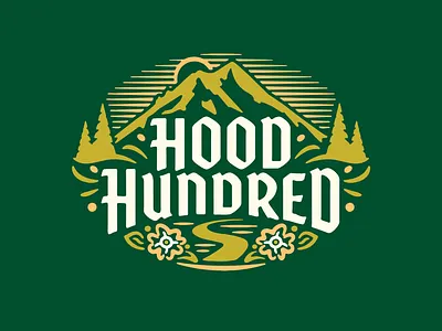 Hood Hundred badge branding design explore flower hood illustration mthood oregon racelogo run runninglogo sun texture tree ultrarunning