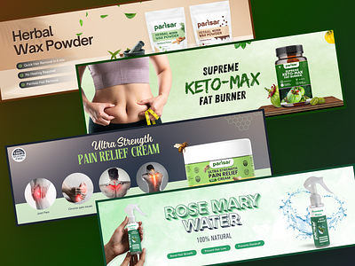 Website Banner Designs for Wellness Brand appdesign banner design branding design figmadesign healthcare hero banner hero section illustration shopify slider design ui ux website website banner website slider wellness brand