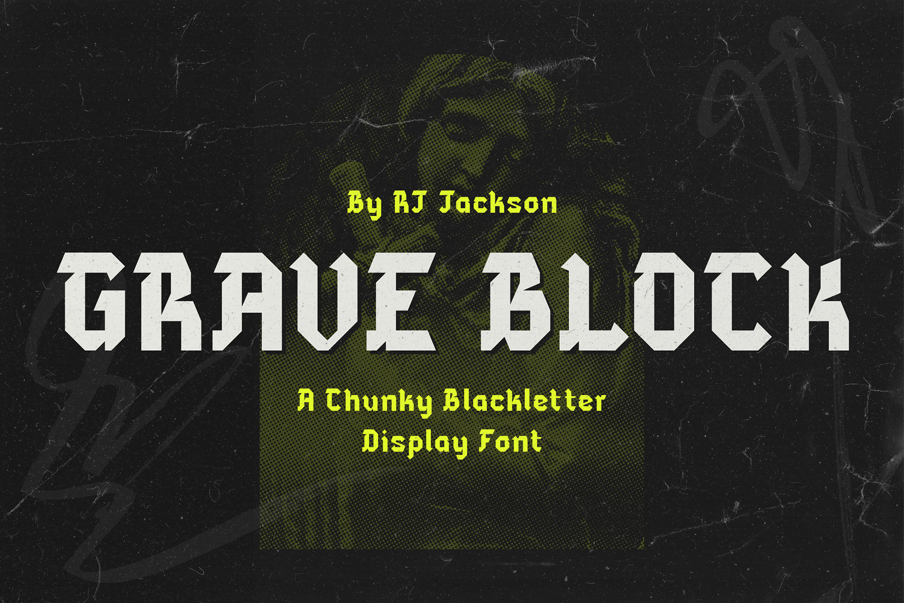 Grave Block - A Blackletter Font blackletter blackletter font blackletter type branding chunky font grave halftone modern blackletter type design typography
