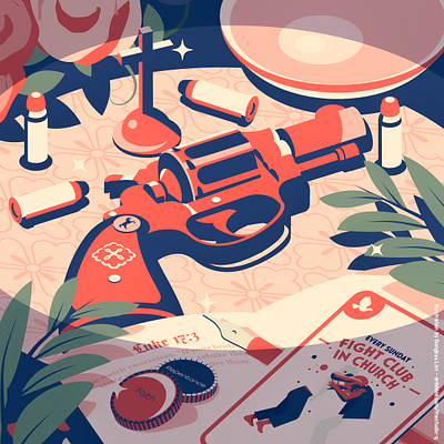 Repentance, Forgiveness - from Sunday Sermon christian forgiveness church illustration isometric isometric illustration love penitence revolver warm colors
