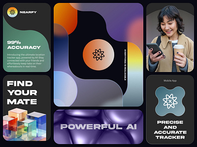AI Location Tracker Modern Brand Grid ai app artificialintelligence brand branding design flat interface logo ui user interface​ ux