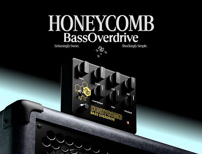 HoneyComb - Bass OverDrive - Pedal Plugin by Canvas Audio 3d modeling audio gui design audio plugin audio ui audio ui design gui gui design interface design ui ux