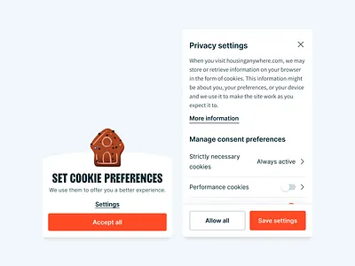Cookies Preferences Pop Up cookies mobile ui
