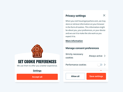 Cookies Preferences Pop Up cookies mobile ui