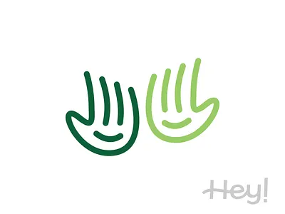 Hey! Sports booking app logo design, high five identity element branding celebration digital sports solutions hands hello hi high 5 high five identity design identity element logo logo design smile social interaction sport sports sports booking app sports community sports management software waving hands
