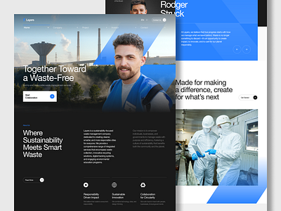 Layers – B2B Waste Management Website Exploration aesthetich b2b corporate design eco economy industry minimalist sustainable technology ui waste website