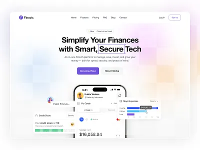 Finovix SaaS Webstie UI branding design figma graphic design icon illustration landing page logo minimal ui ux vector website