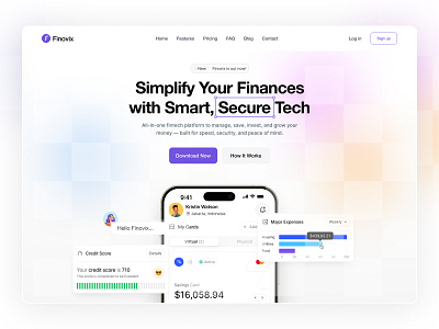 Finovix SaaS Webstie UI branding design figma graphic design icon illustration landing page logo minimal ui ux vector website